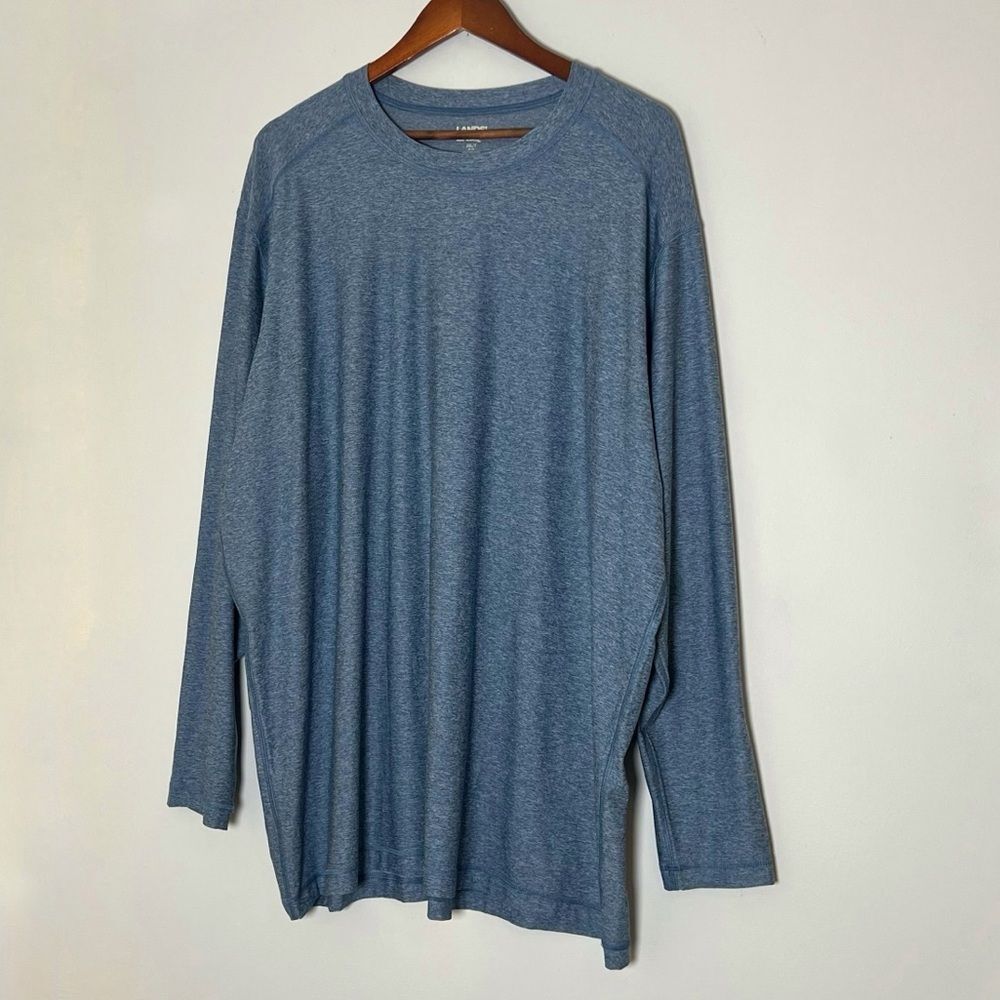 Lands' End Men's SunShade UPF 50 Long Sleeve Swim Tee Cooling Rash Guard Blue - Picture 2 of 5